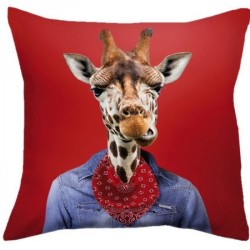 Coussin rouge girafe